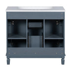 Mobile Bagno Moderno da 90cm con Lavabo Integrato e Specchiera, 2 Ante e 2 Cassetti