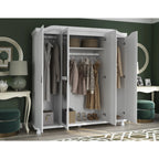 Palace Imports Armadio Kyle a 4 Ante in 100% Legno Massello con Ante in Legno Massello o a Specchio