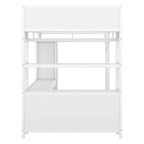 Letto a soppalco in metallo Off-White con scrivania e armadio - Matrimoniale