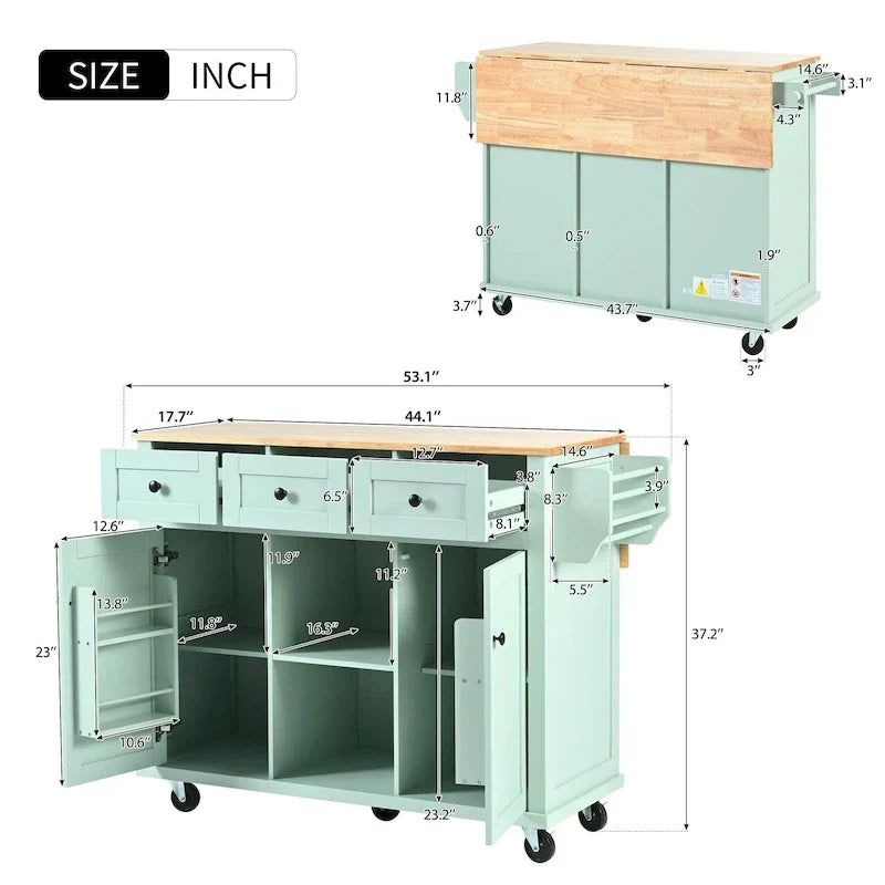 Carrello da Cucina su Ruote Portatile con Contenitore