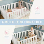 Letto Montessori Matrimoniale Bianco a Terra con Spondine e Porta – Legno Massello, 1 Bambino