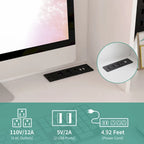 Scrivania a L con presa di corrente, scrivania per computer con cassetti, libreria e mobiletto, scrivania angolare moderna, scrivania per ufficio domestico