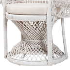 Poltrona a Pavone Moderna Bohemien in Rattan Naturale Bianco