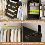 Besiost Sistema Organizer per Armadio in Legno 4-9 piedi con 4 Cassetti, 4 Aste Appendiabiti e Torri Scaffale