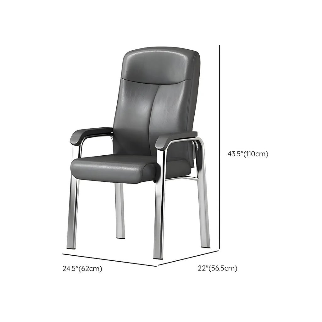 Sedia da ufficio HomeyFad moderna in pelle e metallo a 4 gambe con braccioli