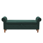 Banc de rangement pour chambre, bout de lit, accoudoirs roulés, canapé ottoman en velours, long banc