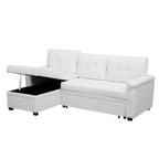 Divano sezionale reversibile con letto estraibile, chaise longue con contenitore nascosto, gambe durevoli,