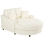 Divano Letto Chaise Longue in ciniglia, Divano Imbottito con Schienale Trapuntato e 2 Cuscini Rimovibili per Soggiorno