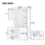 Mobiletto da bagno alto 157 cm, mobiletto indipendente da terra con cassetto e ripiano regolabile, mobiletto per dispensa per bagno e soggiorno