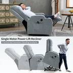 Poltrona reclinabile Power Lift, poltrona massaggiante moderna a motore singolo con riscaldamento lombare, porta di ricarica USB, portabicchieri