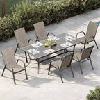 Chaises de patio, Lot de 4/6 chaises de salle à manger empilables d'extérieur en textilène léger résistant aux intempéries avec accoudoirs pour jardin, terrasse de piscine