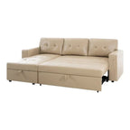 Divano componibile convertibile reversibile con letto estraibile, chaise longue con contenitore nascosto e gambe durevoli