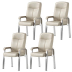 Sedia da ufficio HomeyFad moderna in pelle e metallo a 4 gambe con braccioli