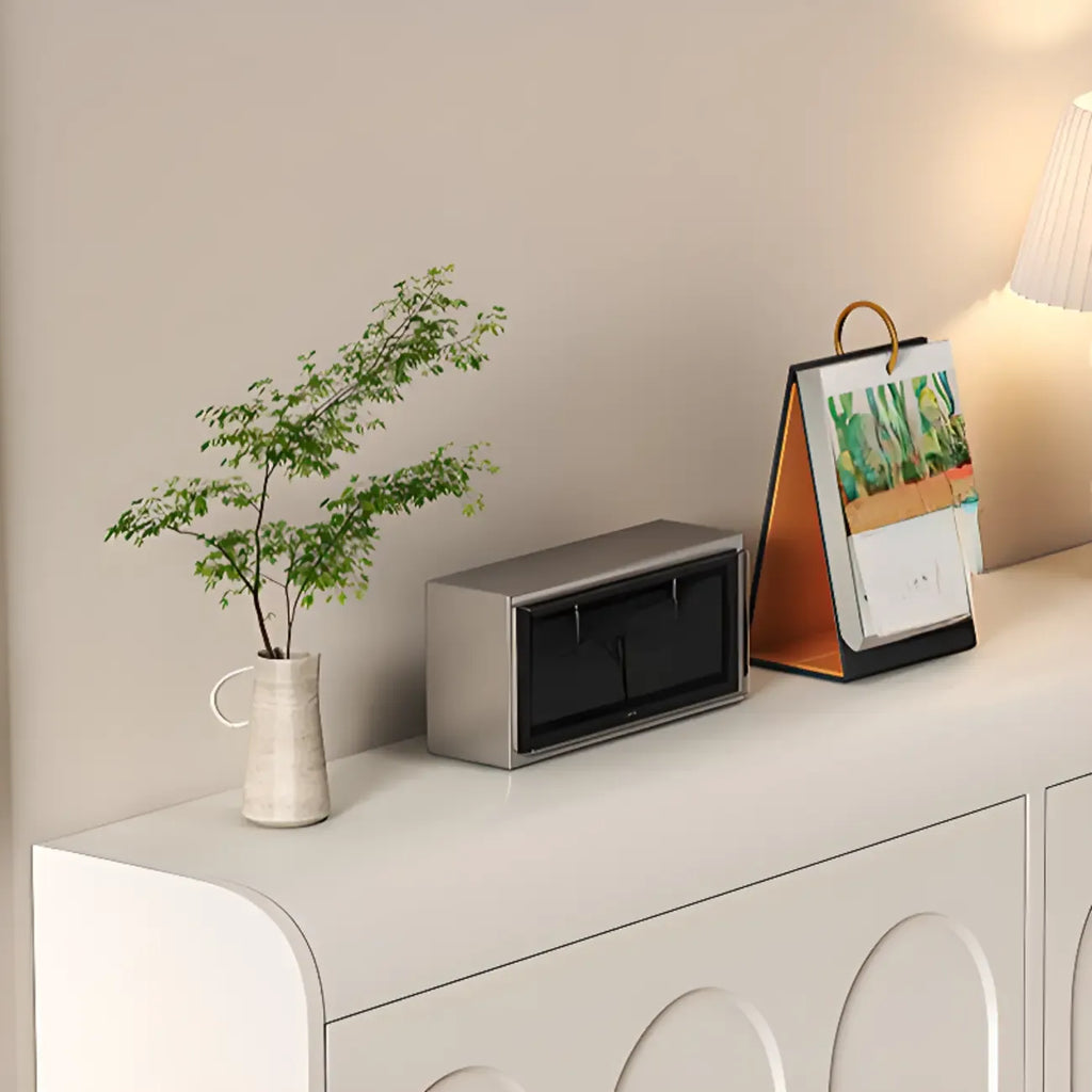 Scarpiera salvaspazio a 3 ripiani con anta a ribalta in legno bianco
