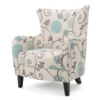 Poltrona imbottita schienale alto Modern Retro 30,25" con gambe in legno per soggiorno