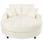 Divano Letto Chaise Longue in ciniglia, Divano Imbottito con Schienale Trapuntato e 2 Cuscini Rimovibili per Soggiorno