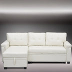 Divano sezionale reversibile con letto estraibile, chaise longue con contenitore nascosto, gambe durevoli,