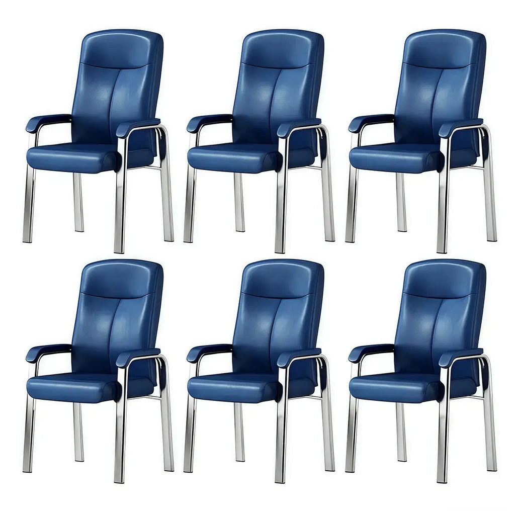 Sedia da ufficio HomeyFad moderna in pelle e metallo a 4 gambe con braccioli