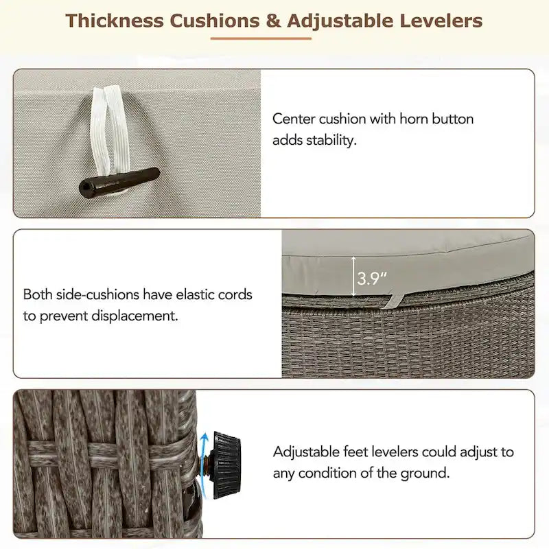 Lettino da sole per esterni Divano letto a due posti con cuscini e guanciali