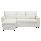 Divano componibile convertibile reversibile con letto estraibile, chaise longue con contenitore nascosto e gambe durevoli