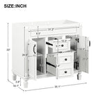 Mobile Bagno Moderno da 90cm con Lavabo Integrato e Specchiera, 2 Ante e 2 Cassetti