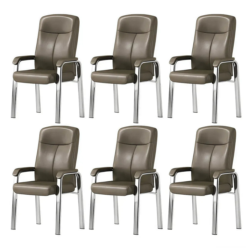Sedia da ufficio HomeyFad moderna in pelle e metallo a 4 gambe con braccioli