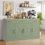Mobile Buffet Celebalcony con Contenitore, Grande Mobile Contenitore da Cucina da 53,4 pollici con 3 Cassetti e 4 Ante, Ripiano Regolabile per Cucina, Soggiorno