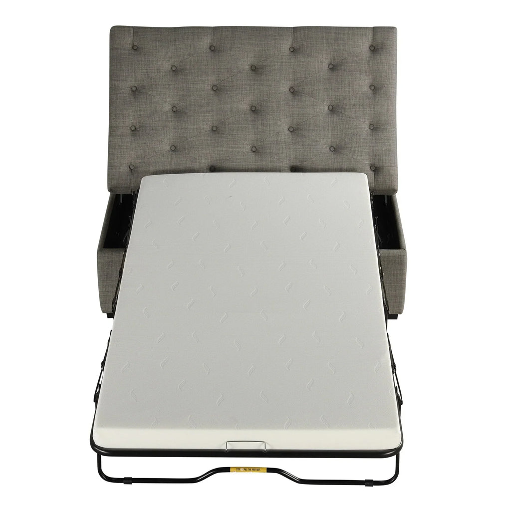 Divano Letto Pieghevole, Pouf da 49.6 con Divano Letto Pieghevole, Pouf Convertibile con Materasso Memory e Design Trapuntato