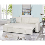 Divano componibile convertibile reversibile con letto estraibile, chaise longue con contenitore nascosto e gambe durevoli