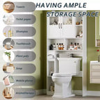 Mobiletto salvaspazio sopra il WC - Organizer e mobiletto da bagno in stile rustico da 67,4 H con ripiano regolabile e anta in vetro per bagno, lavanderia