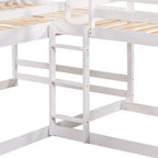 Letto a castello a L per 4 bambini, letto a castello quadruplo con scivolo, struttura in legno full e twin per cameretta dormitorio