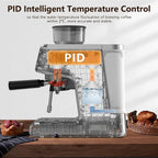 Macchina da Caffè Semi-automatica con Controllo Intelligente della Temperatura e Funzione Acqua Calda, 30 Impostazioni di Macinatura