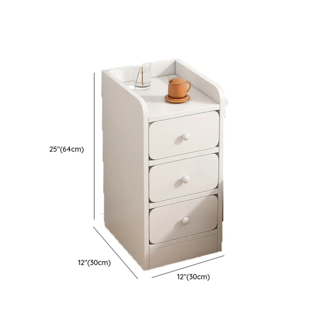 Comodino Semplice Bianco in Legno Naturale a 2 Cassetti
