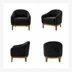 Poltrona a botte Augus Modern Boucle con gambe in legno massello di HULALA HOME