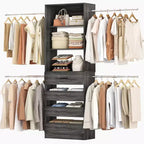 Besiost Sistema Organizer per Armadio in Legno 4-9 piedi con 4 Cassetti, 4 Aste Appendiabiti e Torri Scaffale