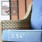 HOOOWOOO, Set di 2 Sedie da Esterno in Rattan Intrecciato con Schienale Alto