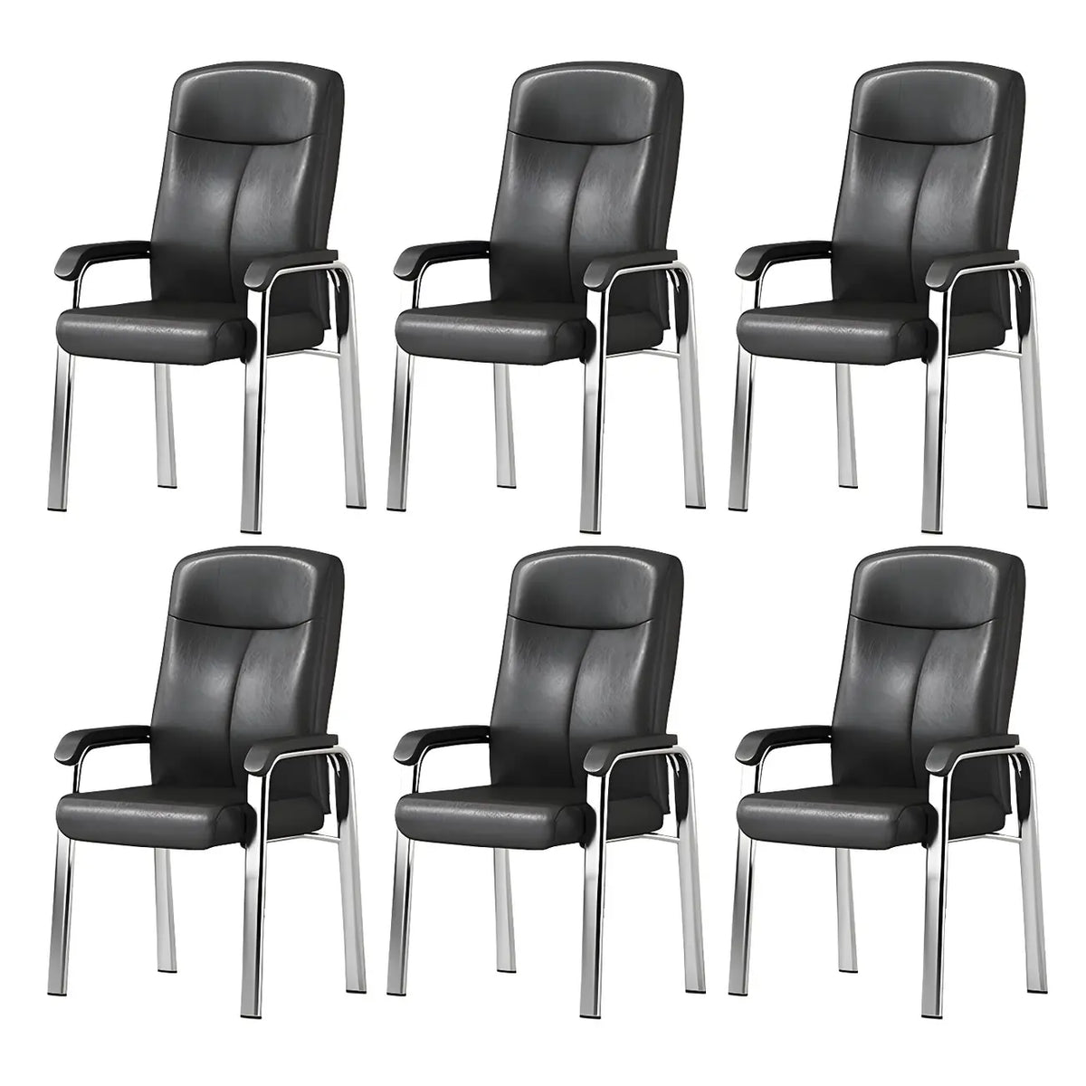 Sedia da ufficio HomeyFad moderna in pelle e metallo a 4 gambe con braccioli