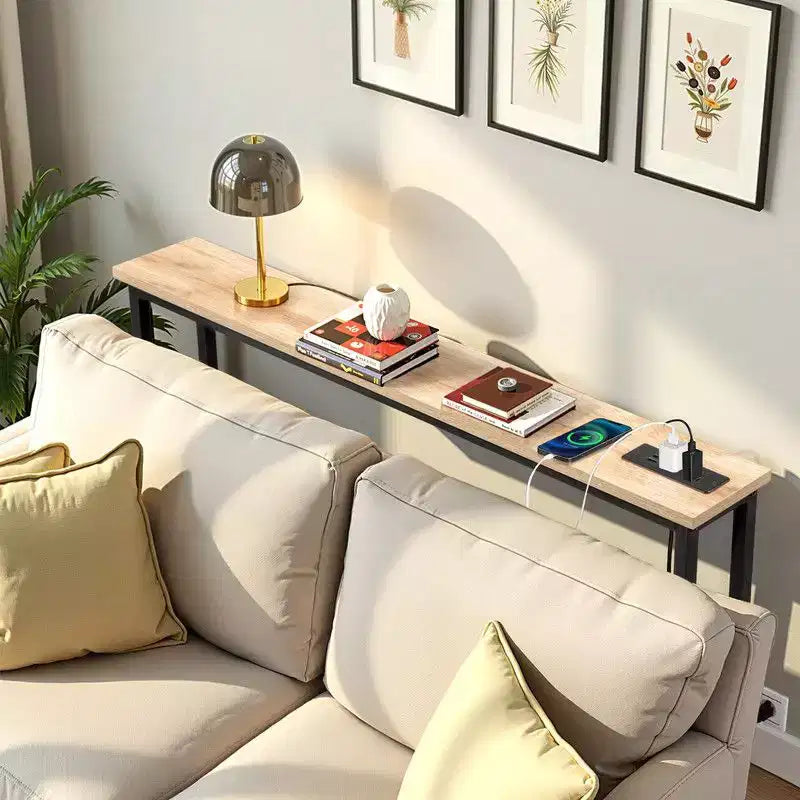 Table d'entrée marron rouille 1 pièce en fer Triamine 100*15*79cm avec prises