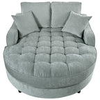 Divano Letto Chaise Longue in ciniglia, Divano Imbottito con Schienale Trapuntato e 2 Cuscini Rimovibili per Soggiorno