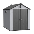 Casetta da giardino in resina per esterni, in plastica, per tutte le stagioni, con pavimento, 6 x 4 piedi/6 x 8 piedi/8 x 6 piedi/8 x 10 piedi, Spire Tool Shed
