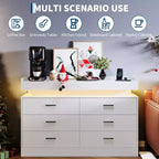 Mobile TV moderno con 6 cassetti e luci LED, bancone galleggiante per caffè/bar, per soggiorno, centro di intrattenimento