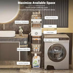 Mobiletto Bagno Sottile, Armadietto Stretto a 7 Ripiani - con Organizer Impermeabili, Porta Fazzoletti e Ruote, Ideale per Bagno, Cucina, Lavanderia