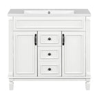 Mobile Bagno Moderno da 90cm con Lavabo Integrato e Specchiera, 2 Ante e 2 Cassetti