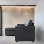 Divano sezionale reversibile con letto estraibile, chaise longue con contenitore nascosto, gambe durevoli,