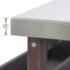Isola Cucina da Esterno, Carrello Bar con Ruote e Mobile Contenitore, Tavolo per Barbecue in Legno Massello con Piano in Acciaio Inox, Porta Spezie, Porta Asciugamani