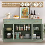 Mobile Buffet Celebalcony con Contenitore, Grande Mobile Contenitore da Cucina da 53,4 pollici con 3 Cassetti e 4 Ante, Ripiano Regolabile per Cucina, Soggiorno