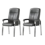Sedia da ufficio HomeyFad moderna in pelle e metallo a 4 gambe con braccioli