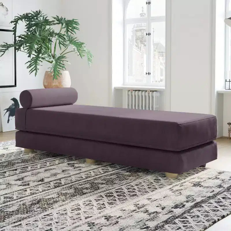 Divano letto / Letto estraibile queen-size - Microvelluto