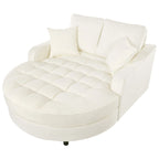 Divano Letto Chaise Longue in ciniglia, Divano Imbottito con Schienale Trapuntato e 2 Cuscini Rimovibili per Soggiorno