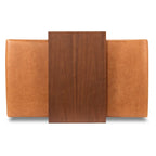 Pouf Jarmo Poly & Bark con Tavolino Regolabile in Noce - Vera Pelle Italiana Pieno Fiore
